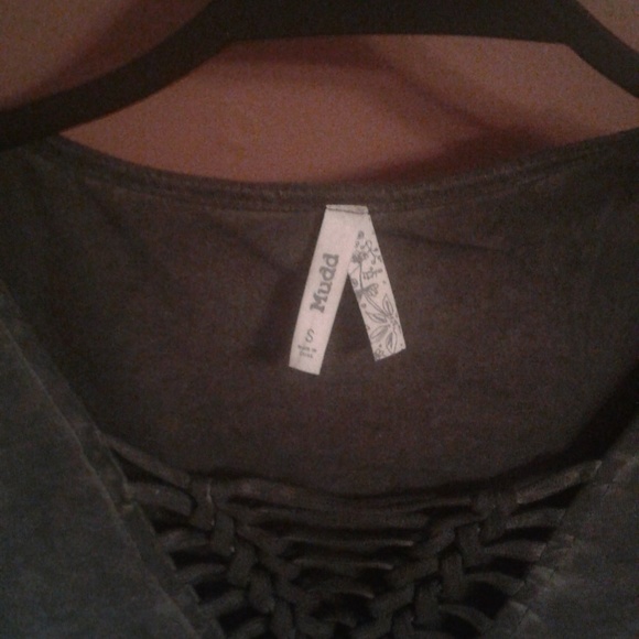 Mudd Grey Women's Blouse with Designer Neck - Picture 2 of 4